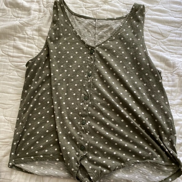 Green tie front tank top - Picture 2 of 2